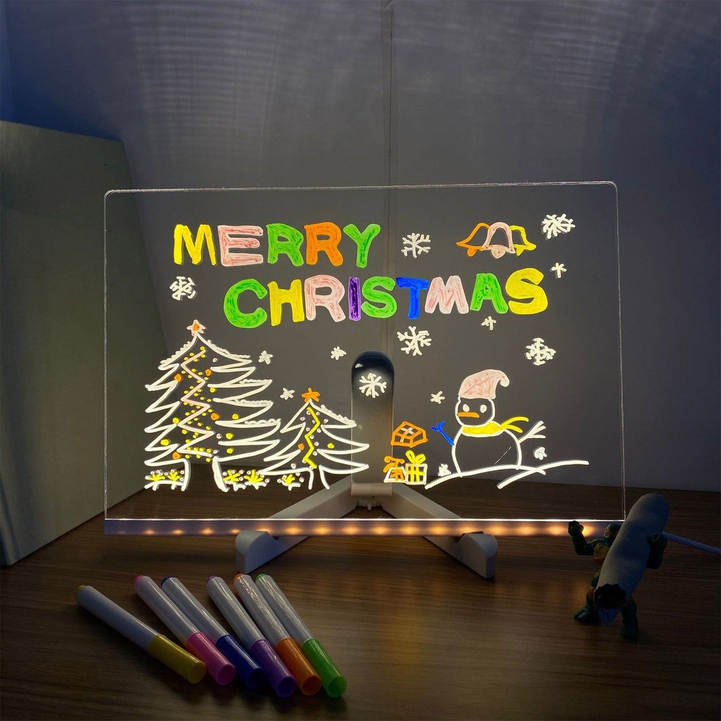 Erasable Luminous Acrylic Desktop Writing Board - LED Glow Board, Transparent Blackboard & Whiteboard for Home, Office, and Commercial Use