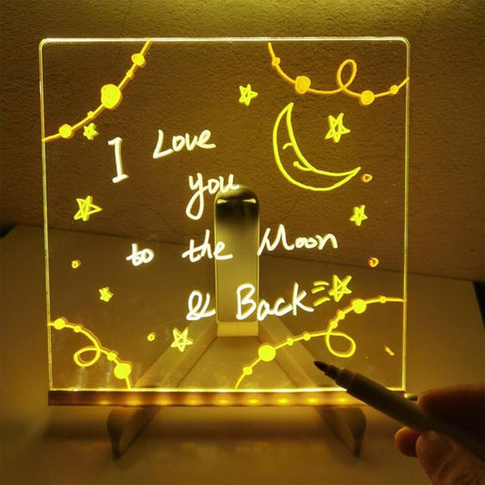 Erasable Luminous Acrylic Desktop Writing Board - LED Glow Board, Transparent Blackboard & Whiteboard for Home, Office, and Commercial Use