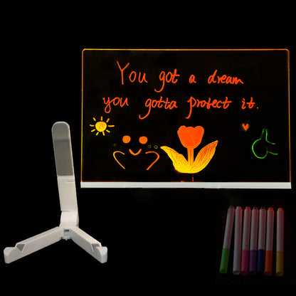 Erasable Luminous Acrylic Desktop Writing Board - LED Glow Board, Transparent Blackboard & Whiteboard for Home, Office, and Commercial Use